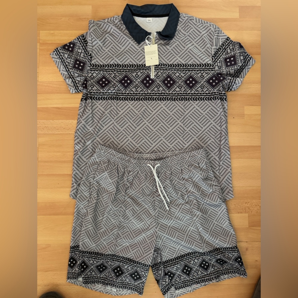 NWT Duval North America Golf Set - Grey Aztec Tribal Print - Mens 3XL
